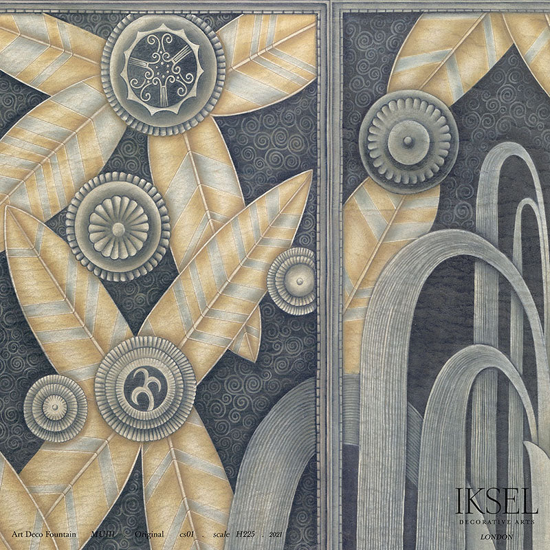 Schumacher Art Deco Fountain Original Wallpaper Sample IK6000