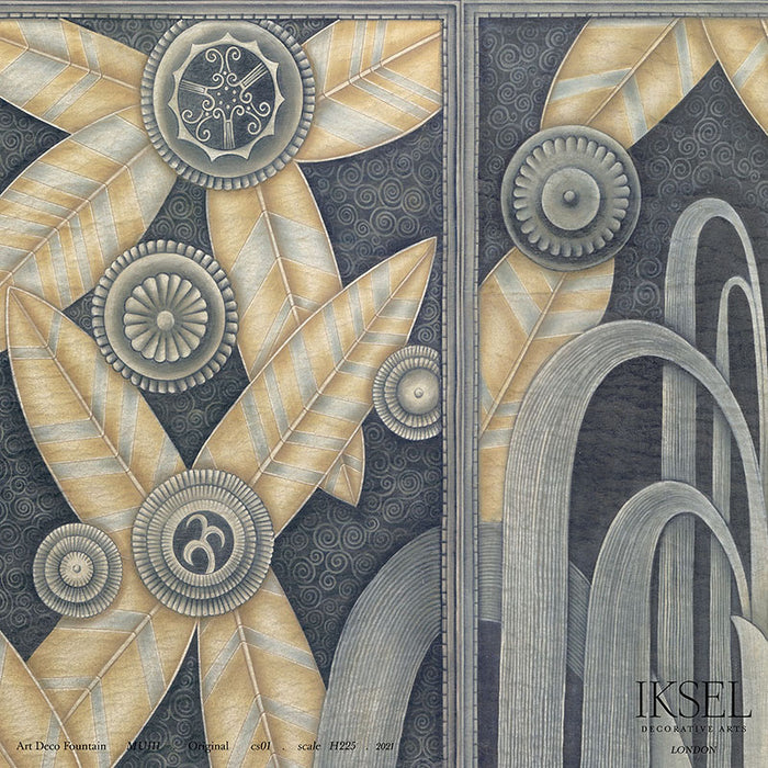 Schumacher Art Deco Fountain Original Wallpaper Sample IK6000