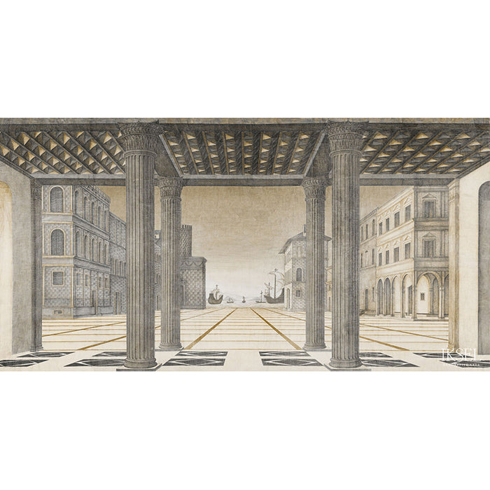 Schumacher Brunelleschi Perspective Sepia Tones Wallpaper Sample IK6201