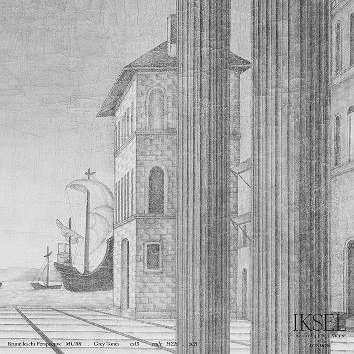 Schumacher Brunelleschi Perspective Grey Tones Wallpaper Sample IK6202