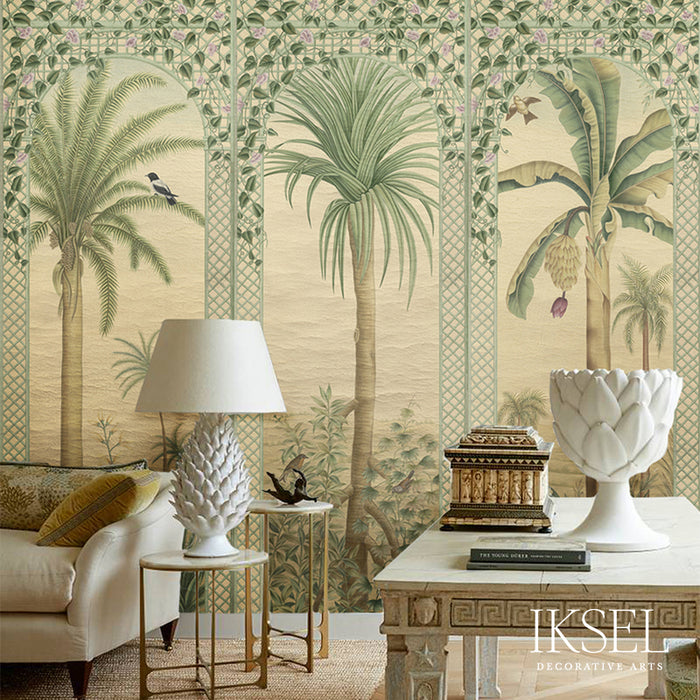 Schumacher Trellis Exotica Multicolor Wallpaper Sample IK6600
