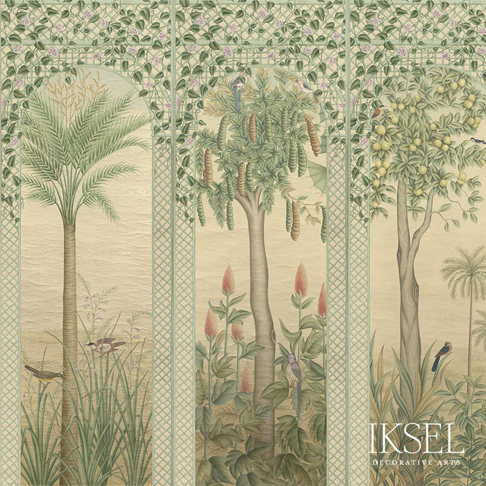 Schumacher Trellis Exotica Multicolor Wallpaper Sample IK6600