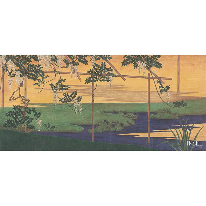 Schumacher Wisteria In Landscape Gouache Wallpaper Sample IK6700