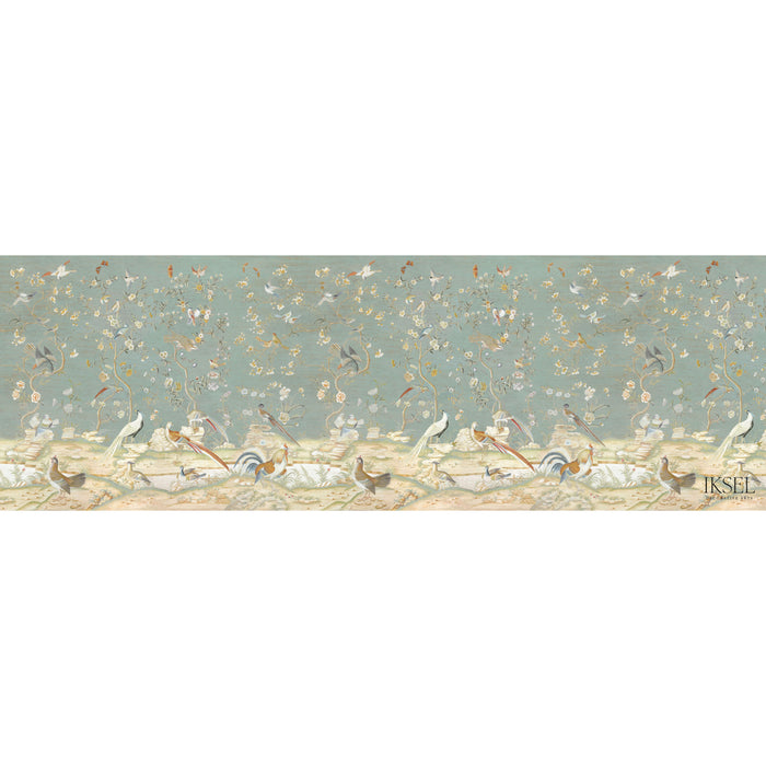 Schumacher Dutch Tree Of Life Aqua Wallpaper Sample IK6901