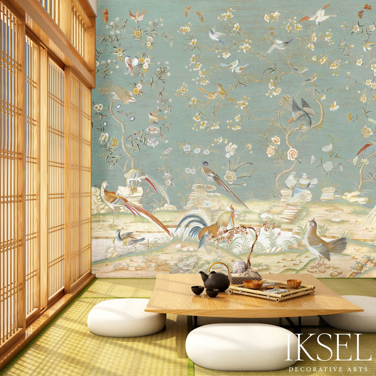 Schumacher Dutch Tree Of Life Aqua Wallpaper Sample IK6901