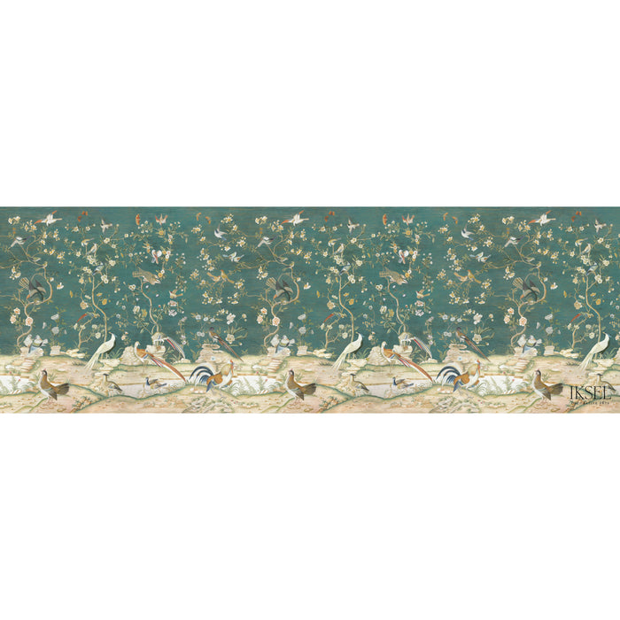 Schumacher Dutch Tree Of Life Teal Wallpaper Sample IK6902