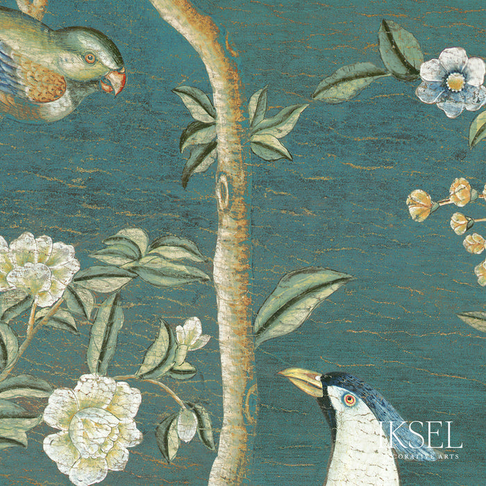 Schumacher Dutch Tree Of Life Teal Wallpaper Sample IK6902