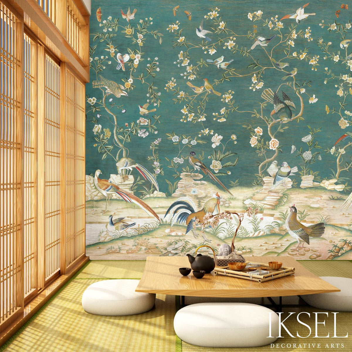 Schumacher Dutch Tree Of Life Teal Wallpaper Sample IK6902