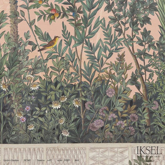 Schumacher Livia's Garden Sunrise Wallpaper Sample IK7000
