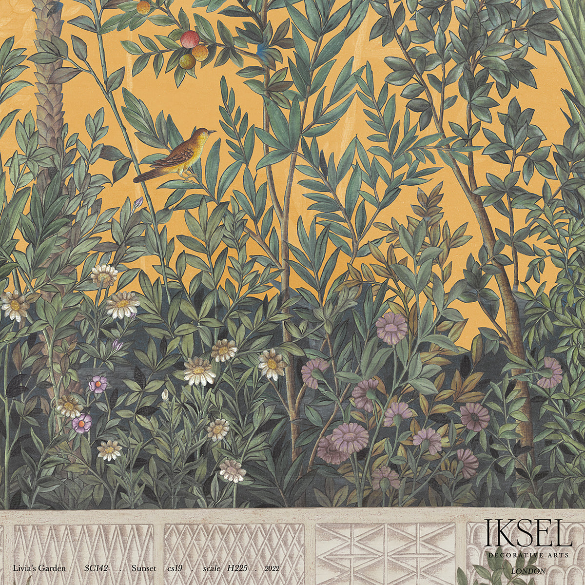 Schumacher Livia's Garden Sunset Wallpaper Sample IK7002
