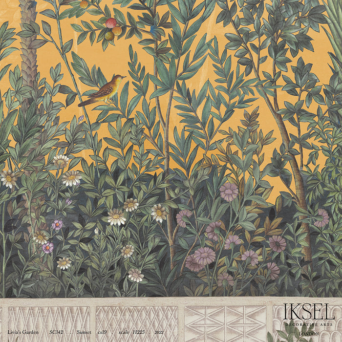 Schumacher Livia's Garden Sunset Wallpaper Sample IK7002