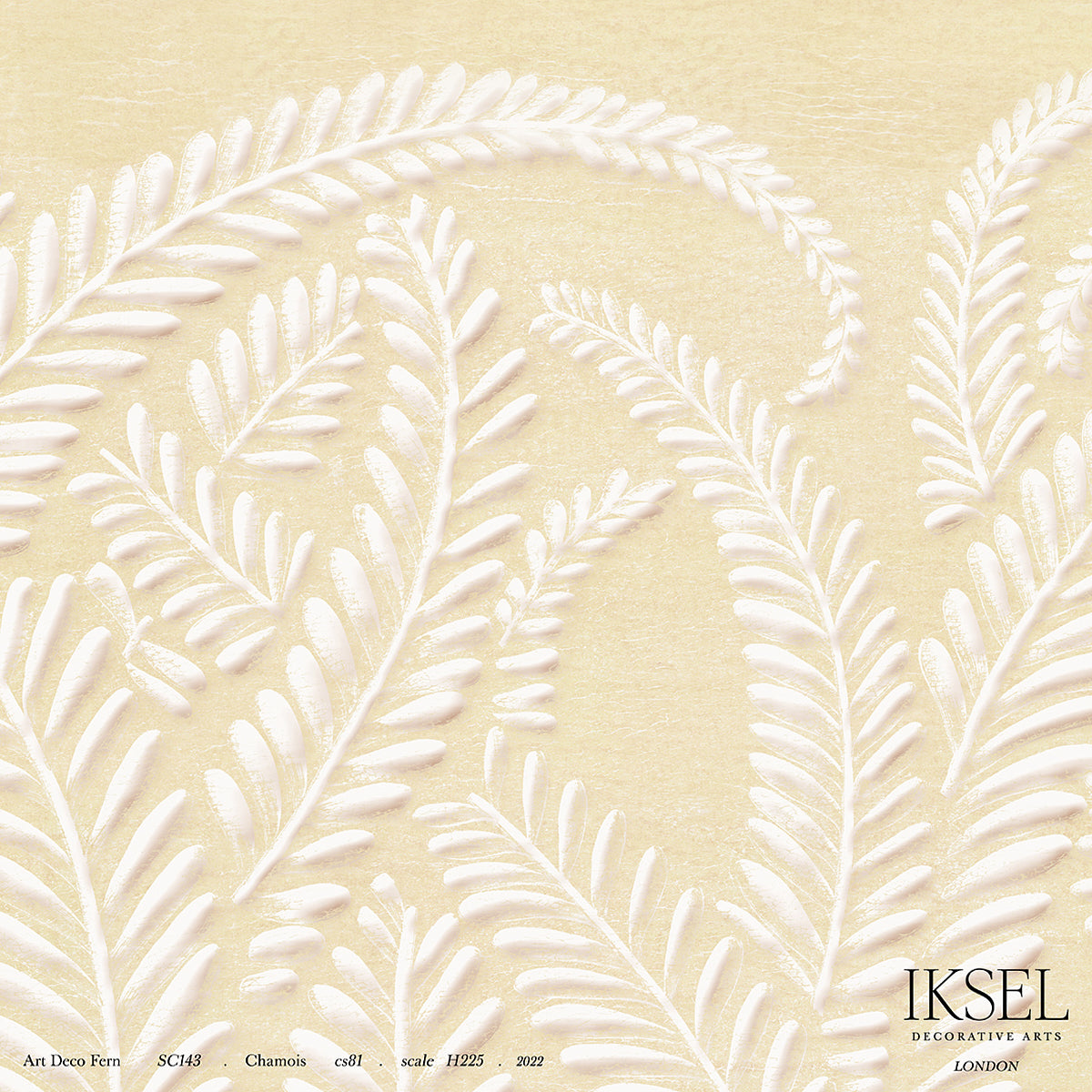 Schumacher Art Deco Fern Chamois Wallpaper Sample IK7100