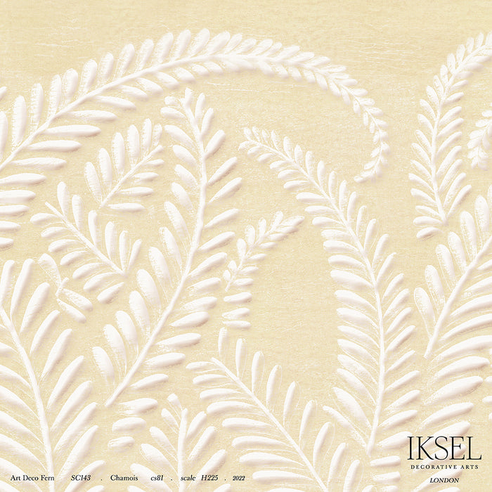 Schumacher Art Deco Fern Chamois Wallpaper Sample IK7100