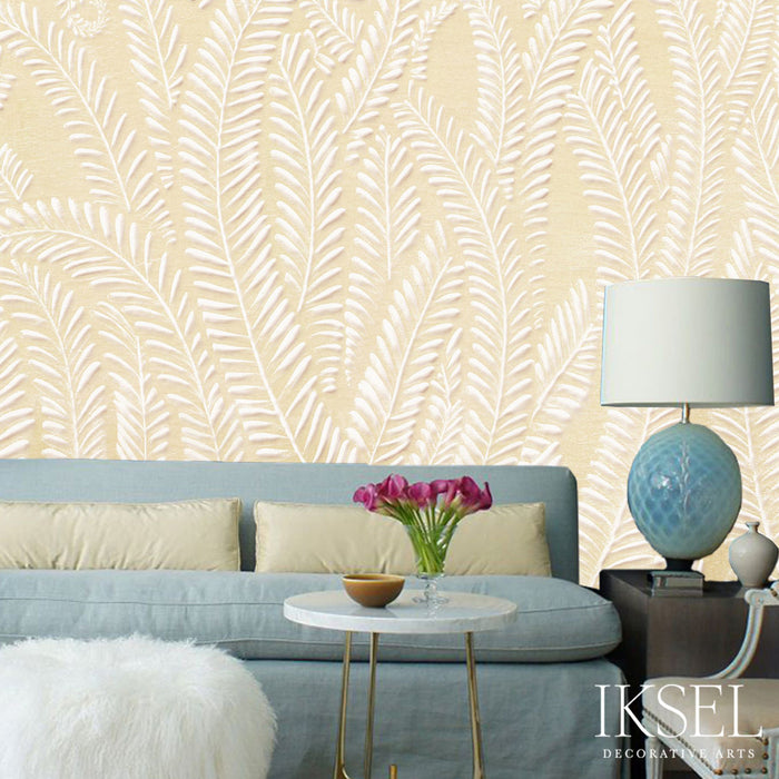 Schumacher Art Deco Fern Chamois Wallpaper Sample IK7100