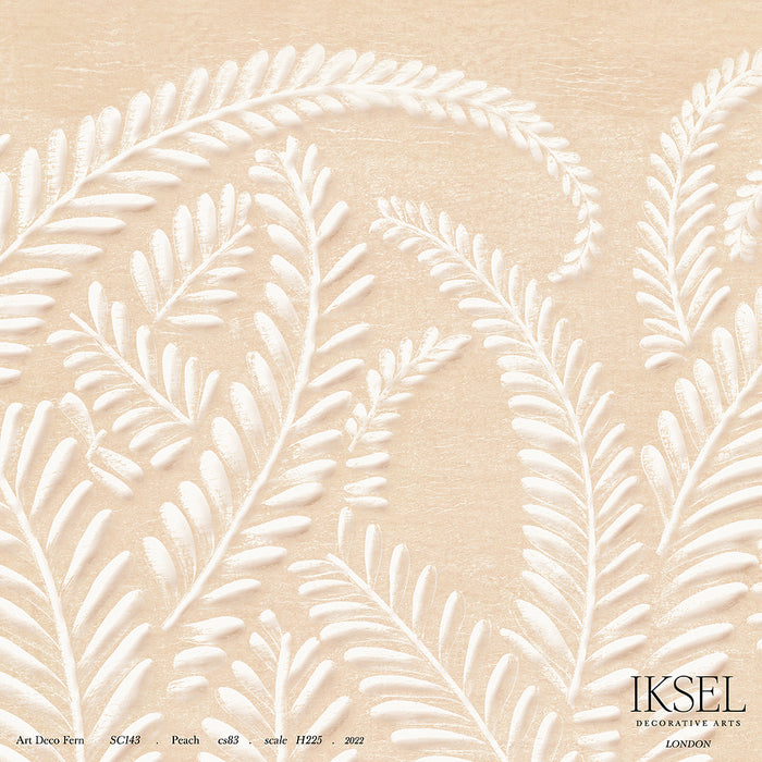 Schumacher Art Deco Fern Peach Wallpaper Sample IK7102