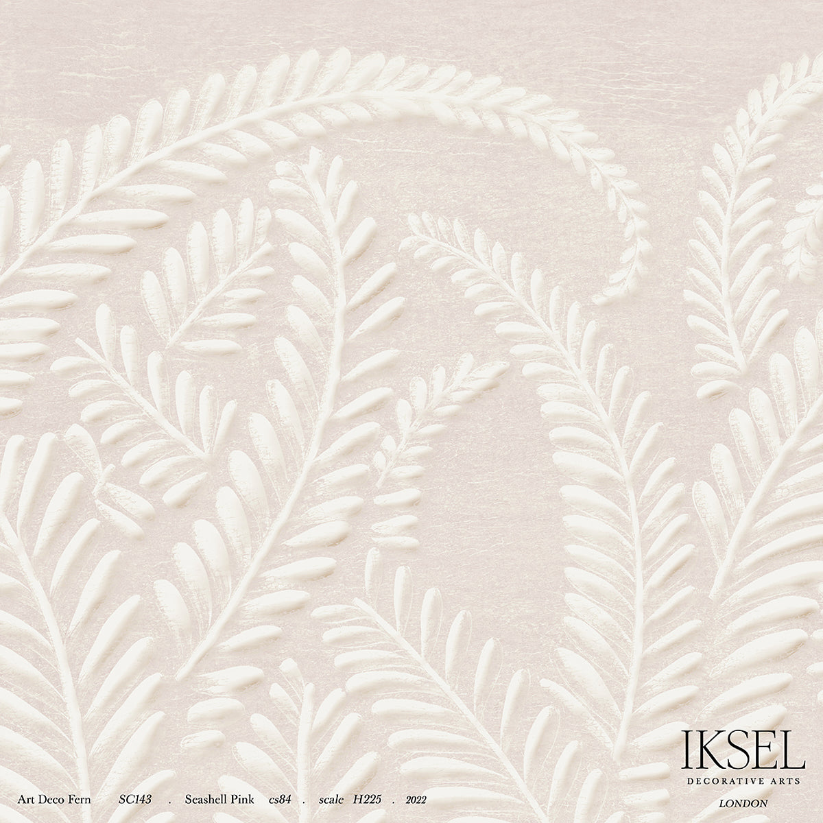 Schumacher Art Deco Fern Seashell Pink Wallpaper Sample IK7103