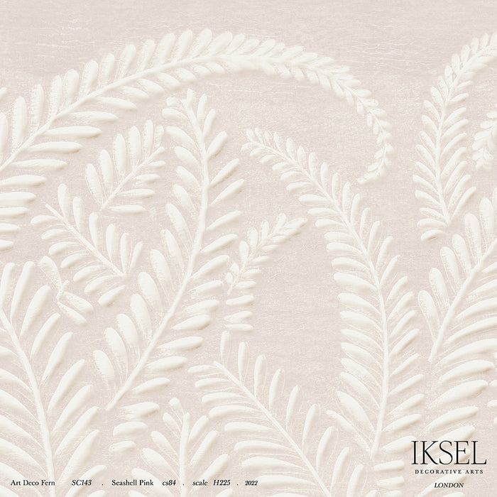 Schumacher Art Deco Fern Seashell Pink Wallpaper Sample IK7103