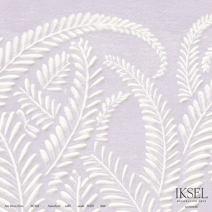 Schumacher Art Deco Fern Amethyst Wallpaper Sample IK7104