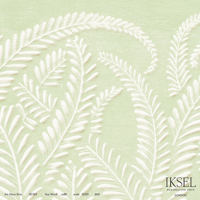 Schumacher Art Deco Fern Sea Weed Wallpaper Sample IK7105