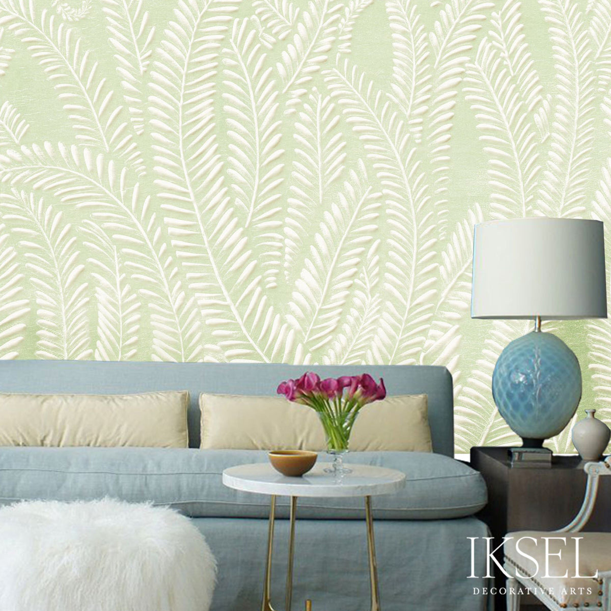 Schumacher Art Deco Fern Sea Weed Wallpaper Sample IK7105