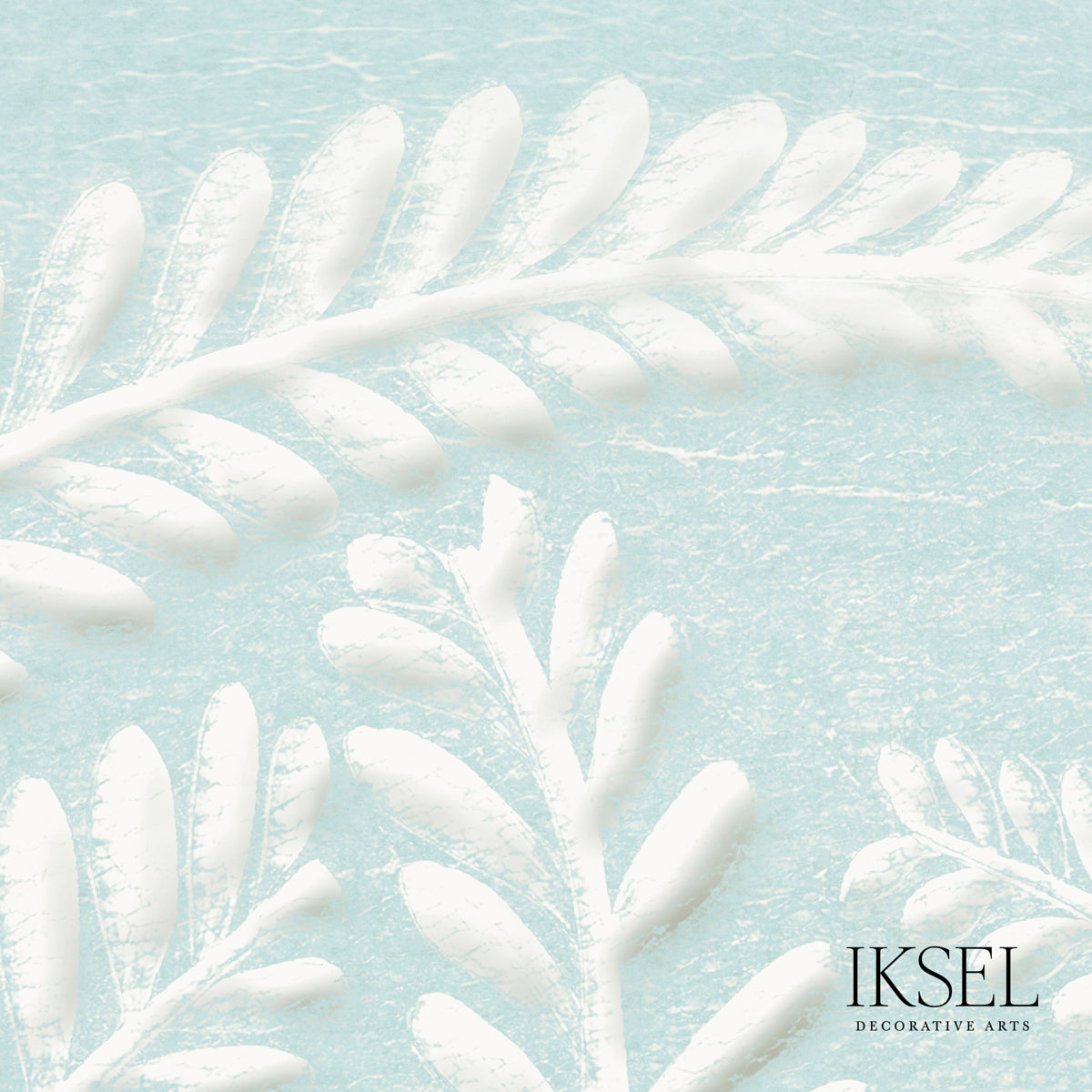 Schumacher Art Deco Fern Sea Foam Wallpaper Sample IK7106