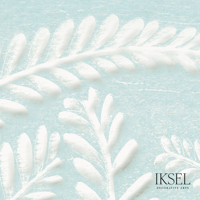 Schumacher Art Deco Fern Sea Foam Wallpaper Sample IK7106