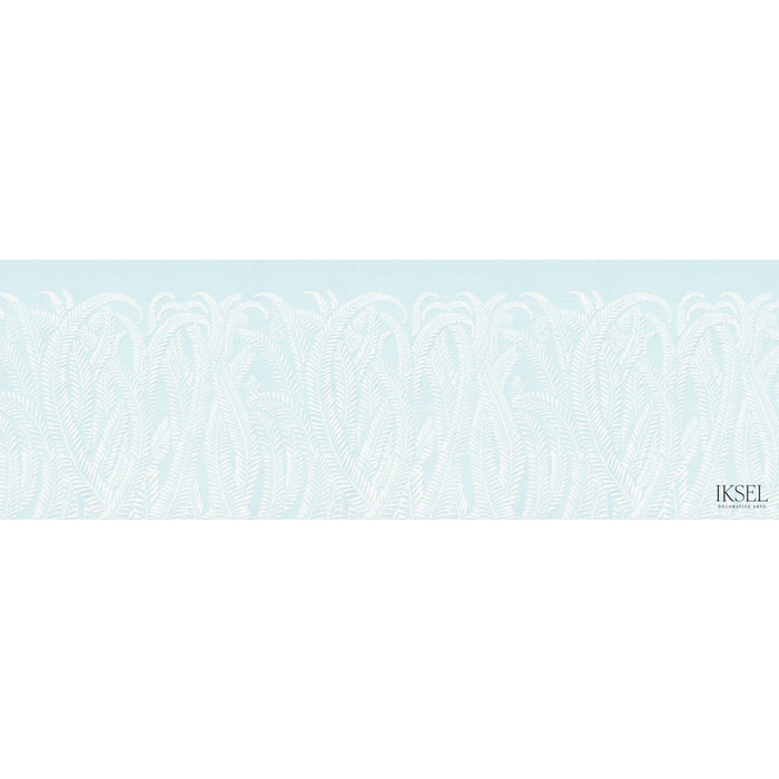 Schumacher Art Deco Fern Ice Blue Wallpaper Sample IK7107