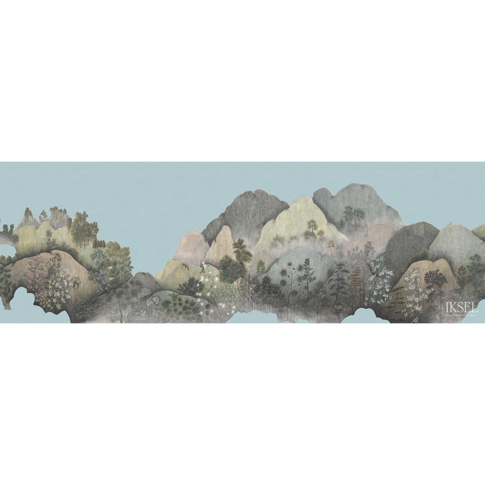 Schumacher Japanese Mountains Frost Blue Wallpaper Sample IK7300