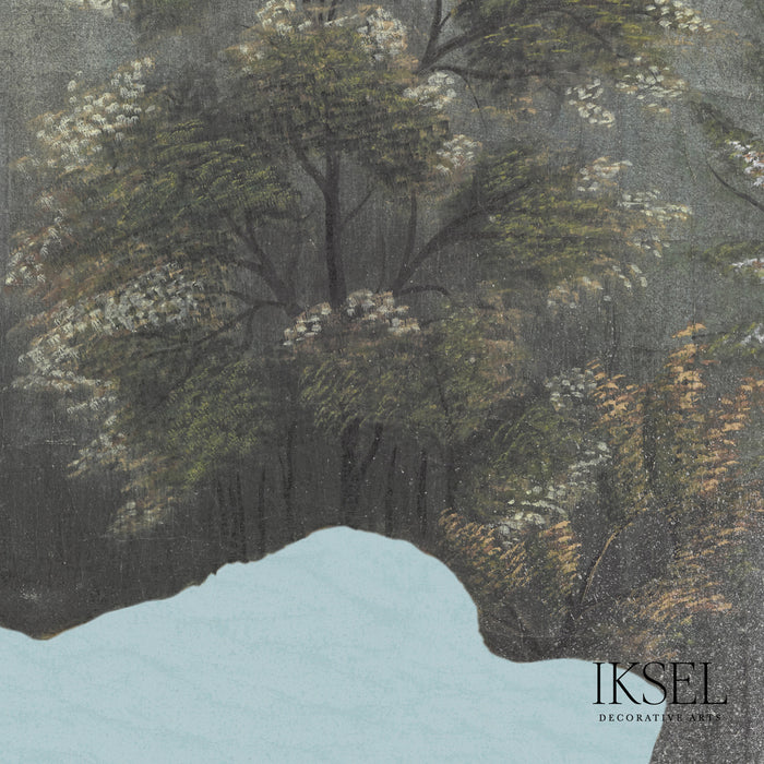 Schumacher Japanese Mountains Frost Blue Wallpaper Sample IK7300