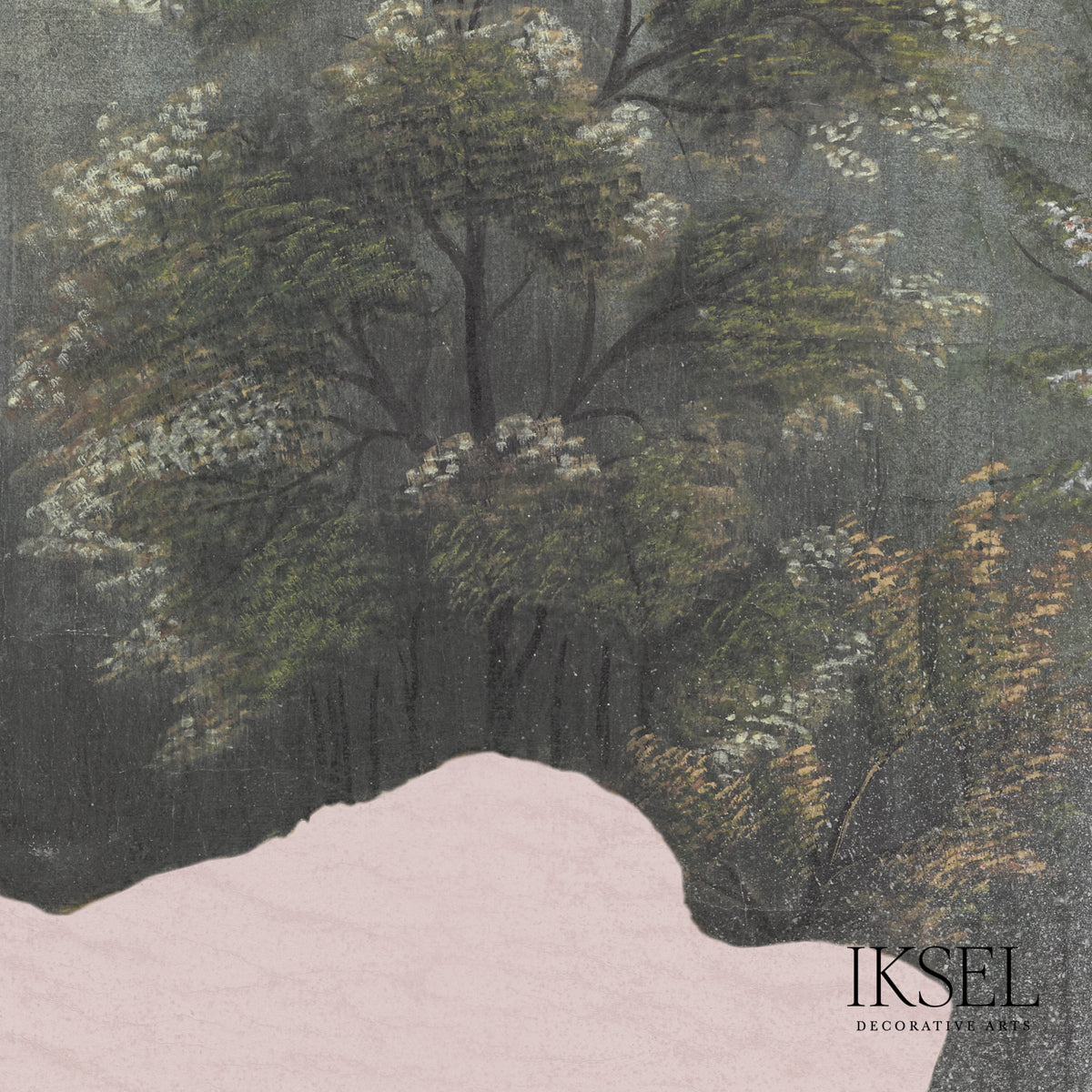 Schumacher Japanese Mountains Vieux Rose Wallpaper Sample IK7301