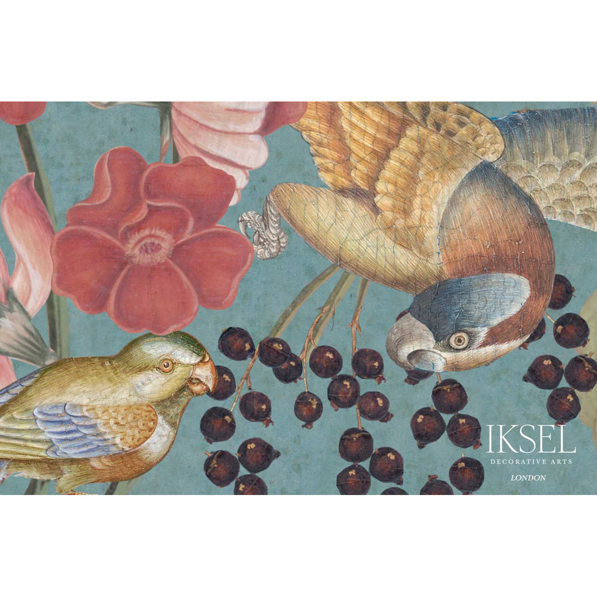 Schumacher Blooming Fantasy Beryl Blue Wallpaper Sample IK8001