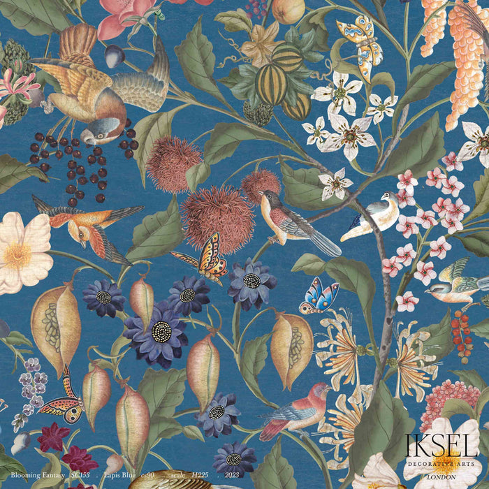 Schumacher Blooming Fantasy Lapis Blue Wallpaper Sample IK8002