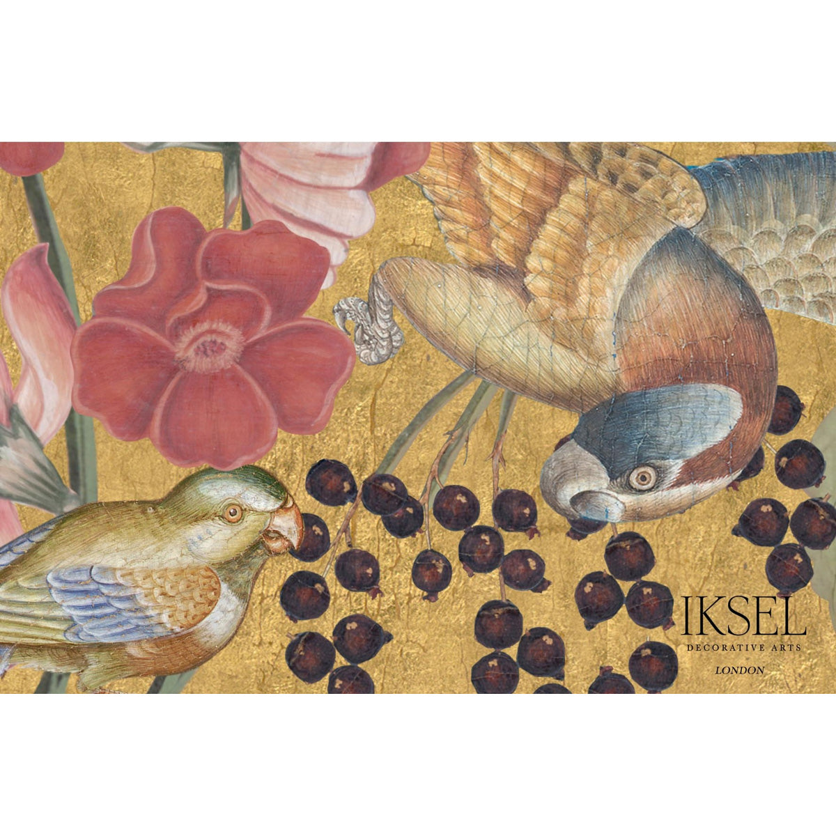 Schumacher Blooming Fantasy Crackled Gold Wallpaper Sample IK8003