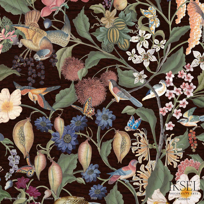 Schumacher Blooming Fantasy Licorice Wallpaper Sample IK8004