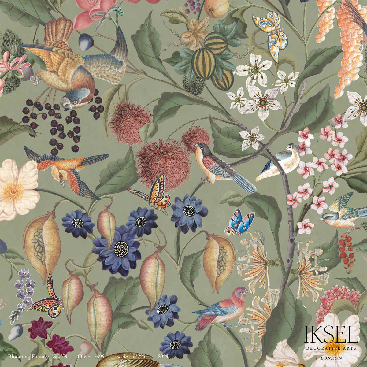 Schumacher Blooming Fantasy Olive Wallpaper Sample IK8006