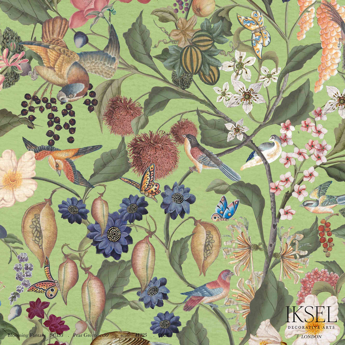 Schumacher Blooming Fantasy Pear Green Wallpaper Sample IK8007