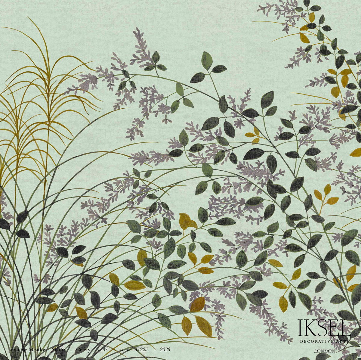 Schumacher Japanese Meadow Celery Wallpaper Sample IK8201