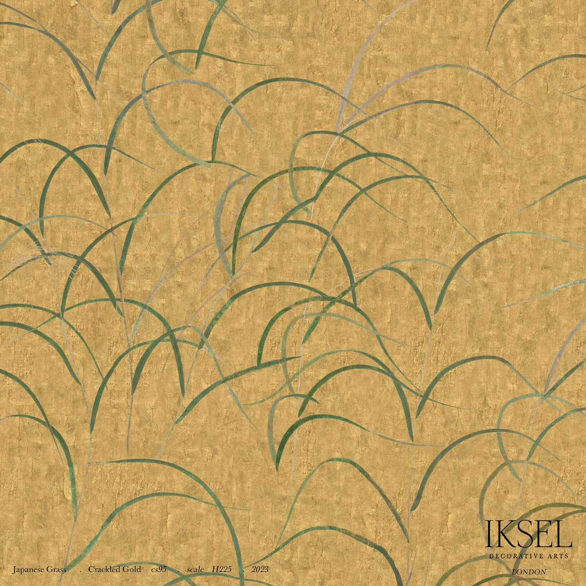 Schumacher Japanese Grass Crackled Gold Wallpaper Sample IK8302