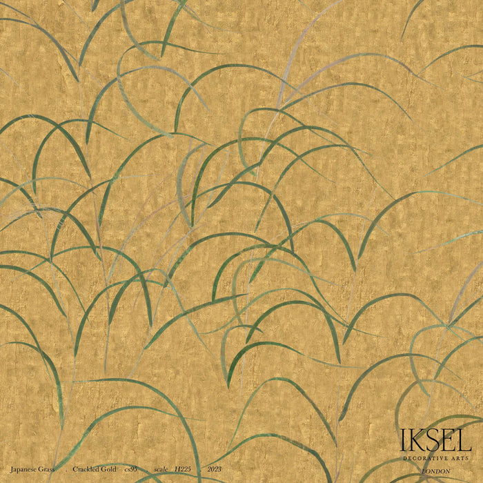 Schumacher Japanese Grass Crackled Gold Wallpaper Sample IK8302