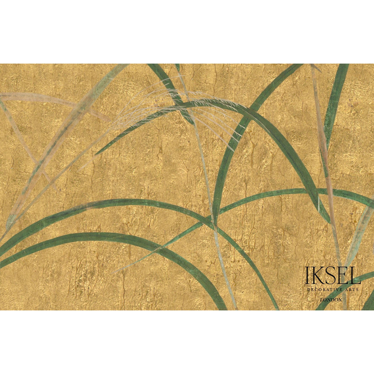 Schumacher Japanese Grass Crackled Gold Wallpaper Sample IK8302