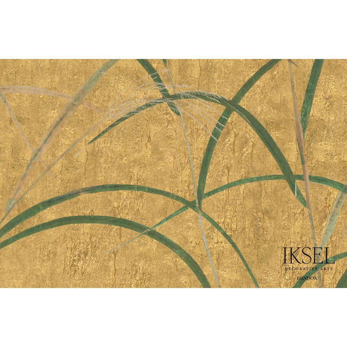 Schumacher Japanese Grass Crackled Gold Wallpaper Sample IK8302