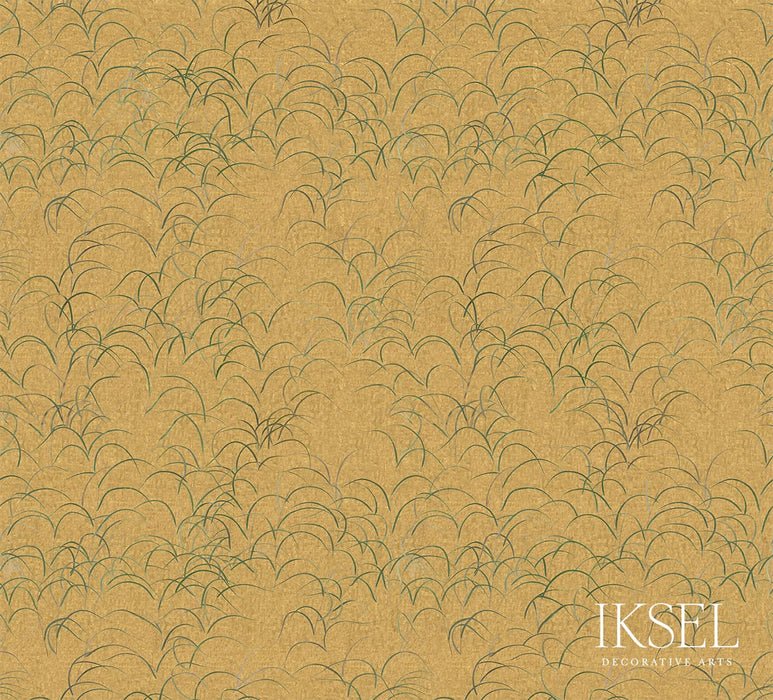 Schumacher Japanese Grass Crackled Gold Wallpaper Sample IK8302
