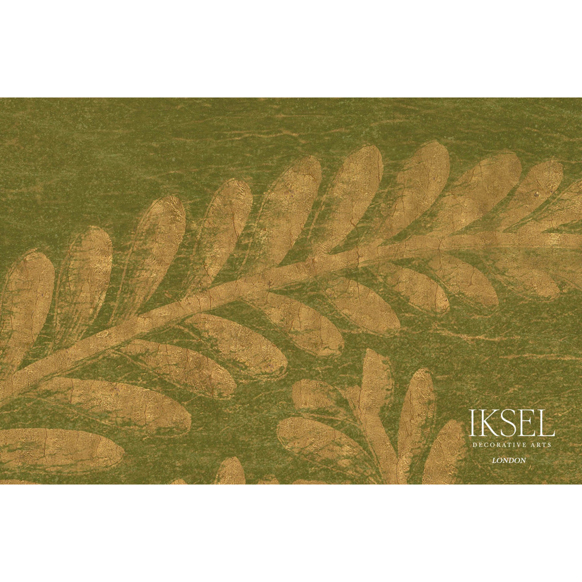 Schumacher Art Deco Golden Fern Golden Green Wallpaper Sample IK8400