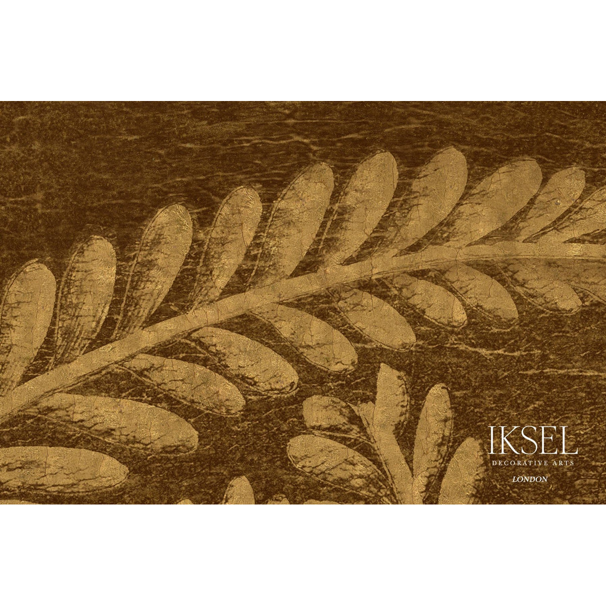 Schumacher Art Deco Golden Fern Golden Brown Wallpaper Sample IK8401