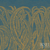 Iksel Art Deco Golden Fern Golden Blue Wallpaper IK8402