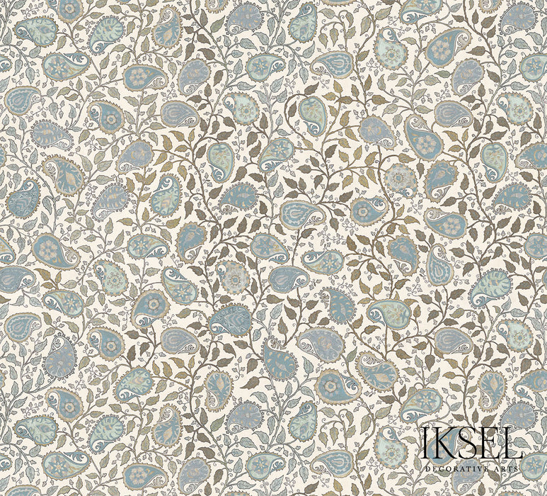 Schumacher Suzani Paisley Blues Wallpaper Sample IK8700