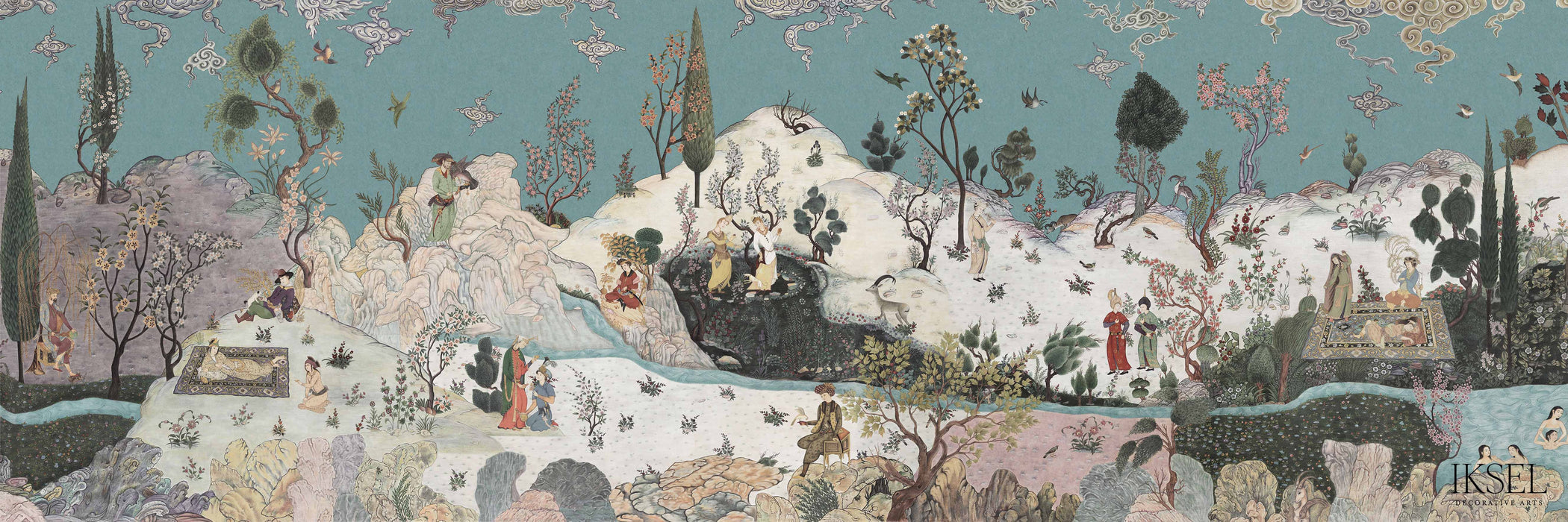 Schumacher D-Safavid Reverie Beryl Blue Wallpaper IK8802