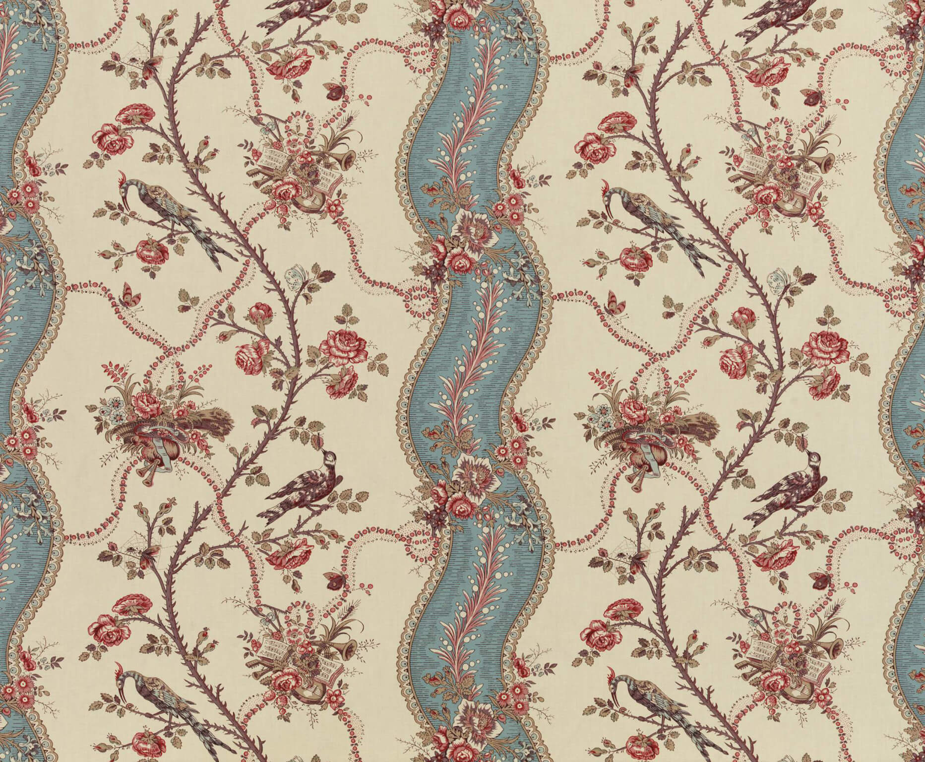 Braquenie Rubans Mozart Bleu Fabric Sample B1780001