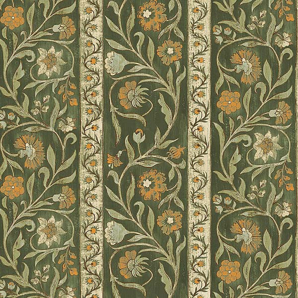 Kravet Couture Potter Stripe Green & Orange Wallpaper Sample JMW1046.11.0