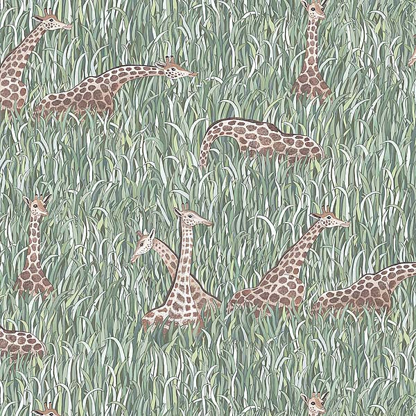 Kravet Couture Giraffes Aqua Wallpaper JMW1049.11.0